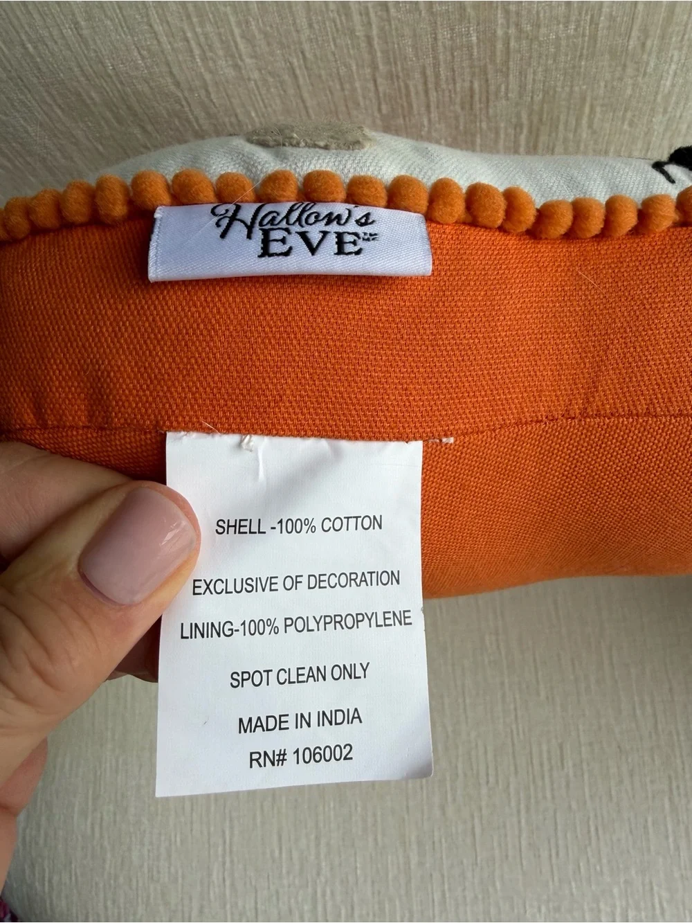Like New Halloween Dachshund Pillow - Orange 'BOO'